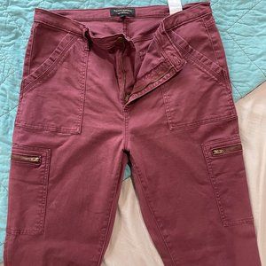 Banana Republic Factory Skinny Utility Cargo Pant Burgundy Wine Size 32/14 Tall